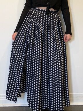 Michael Kors Black & White Polka Dot Maxi Skirt with a slit in size small